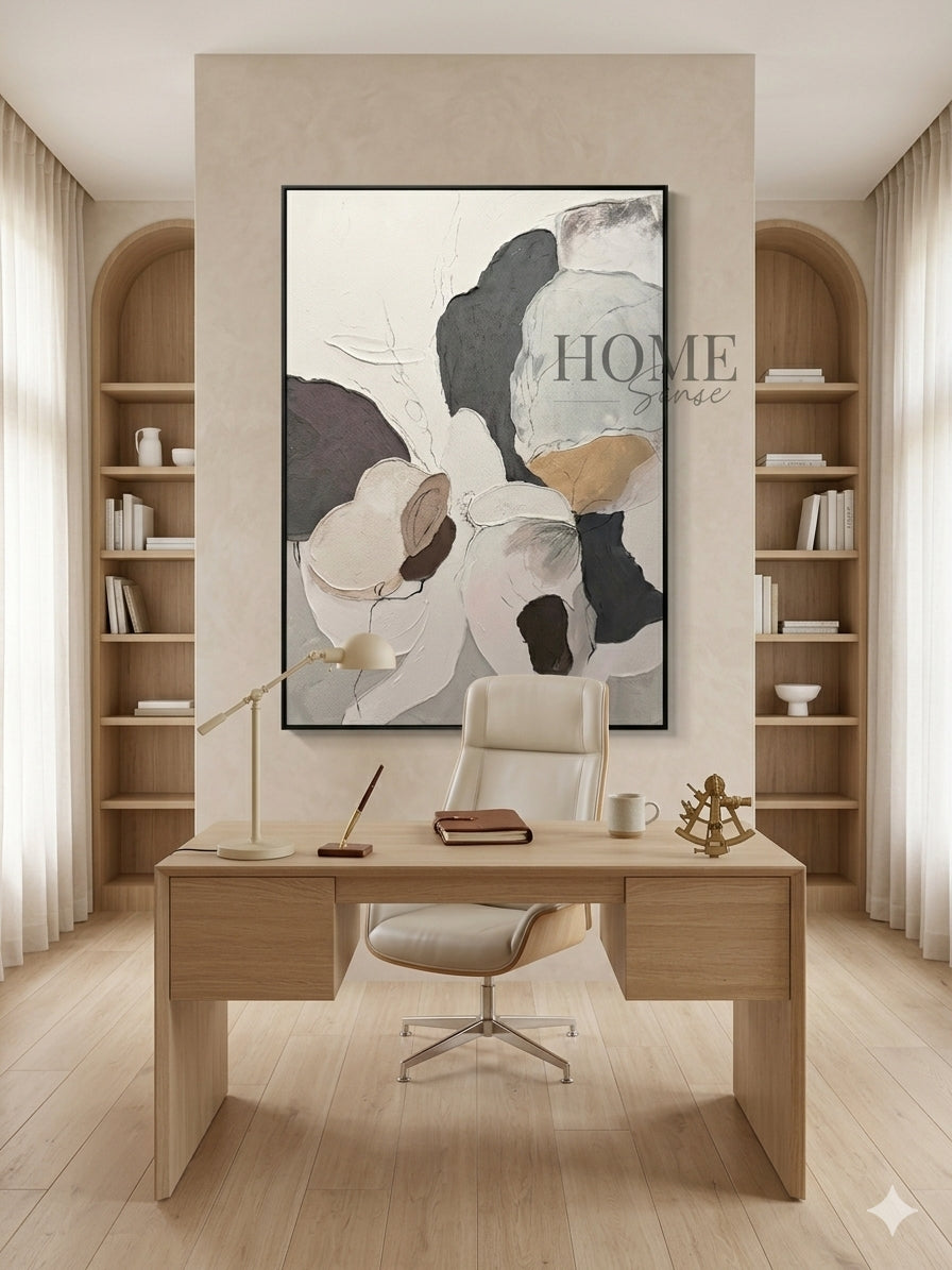 Quiet Bloom – 3D Textured Abstract Floral Wall Art