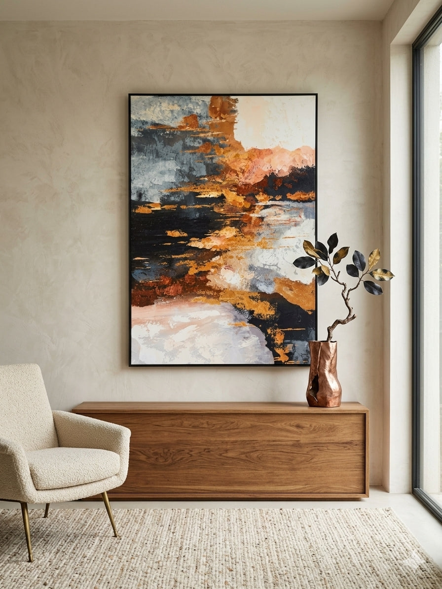 The Last Light Before Night – Textured Abstract Canvas Wall Art