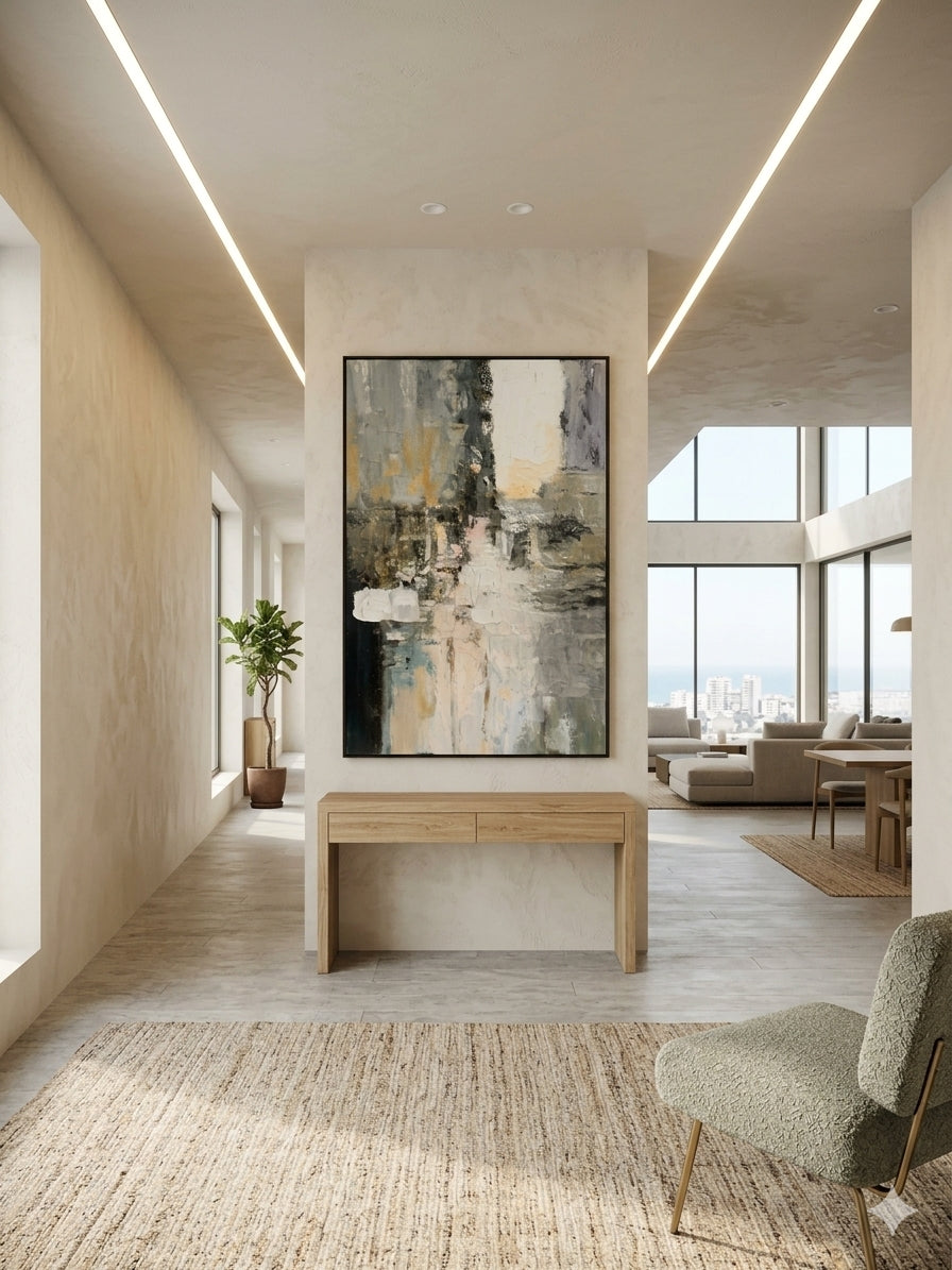 Serene Reflections – Neutral Abstract Canvas Wall Art