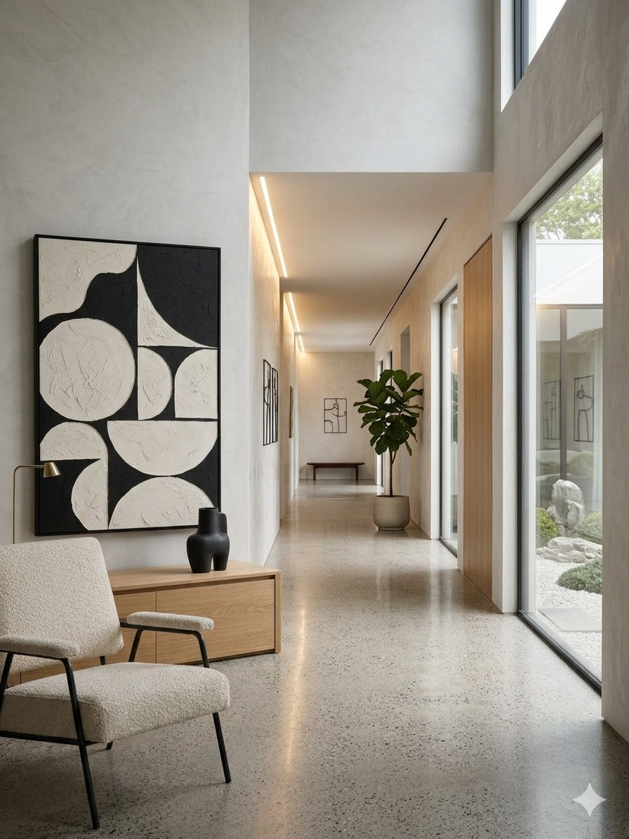 The Art of Balance – Black & White Geometric Canvas Wall Art