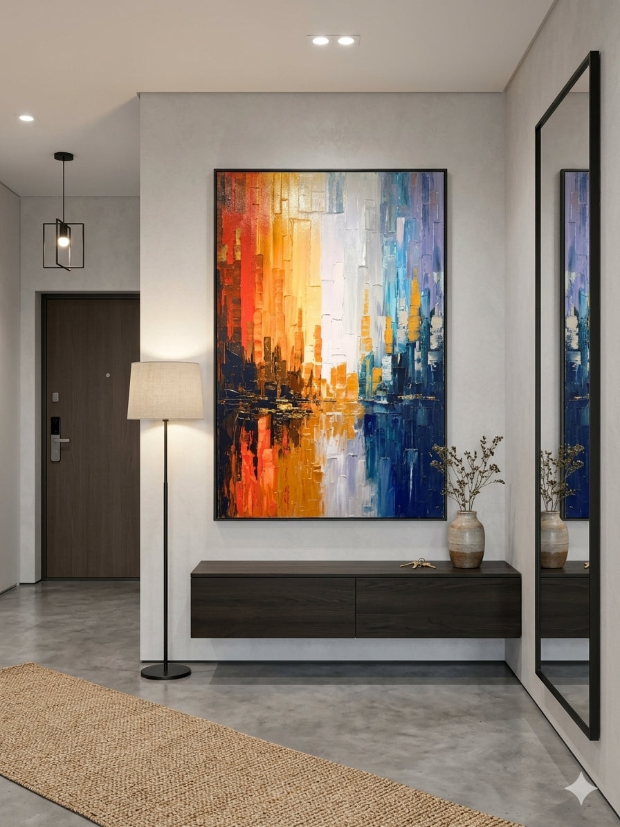 Where Color Rise – Colourful Abstract Cityscape Canvas Wall Art