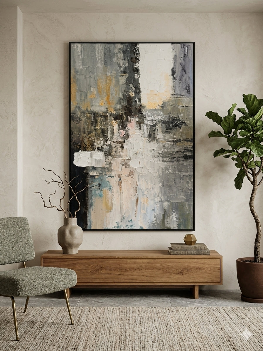 Serene Reflections – Neutral Abstract Canvas Wall Art