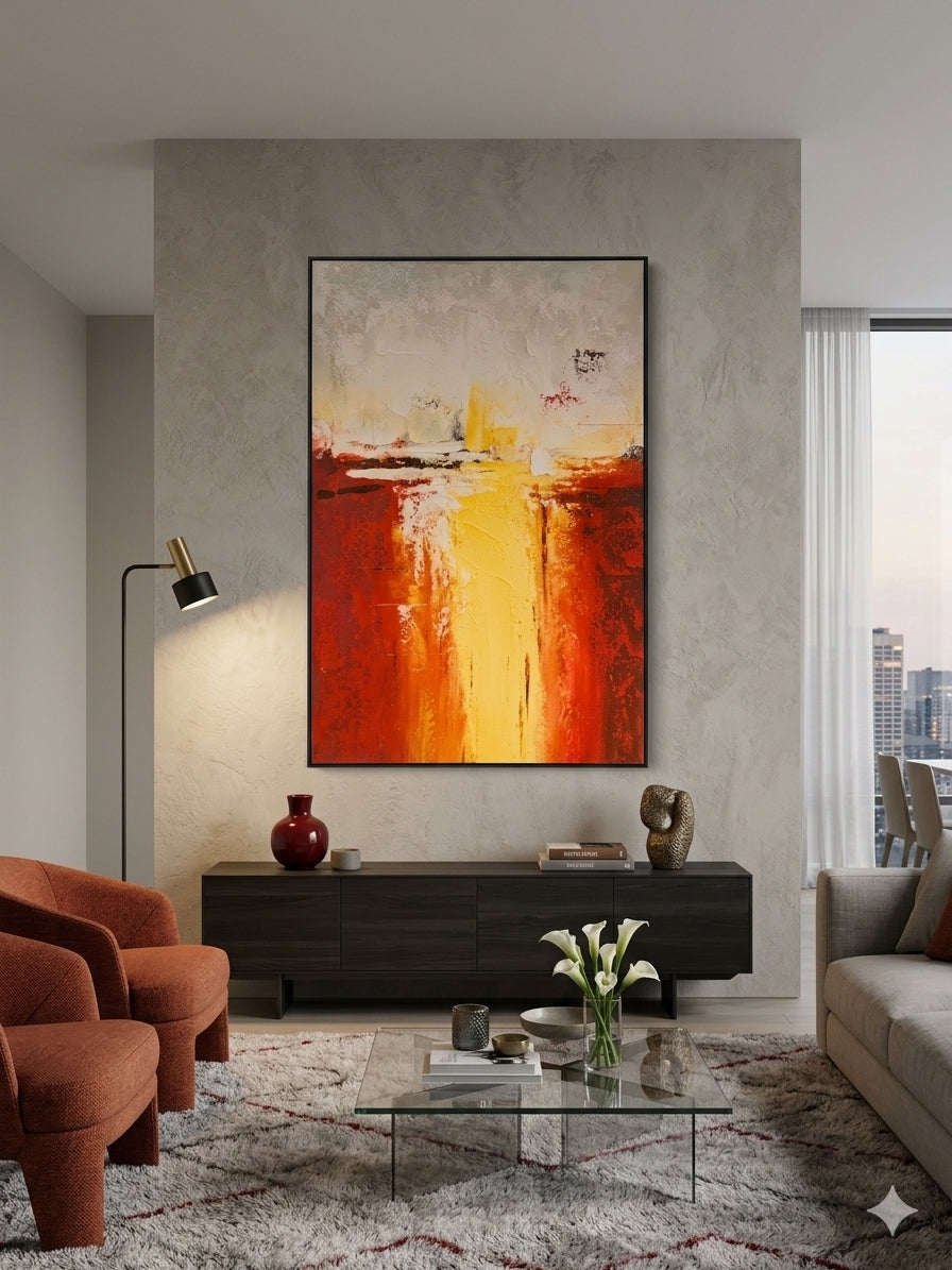 Energy Core – Red & Yellow Abstract Canvas Wall Art