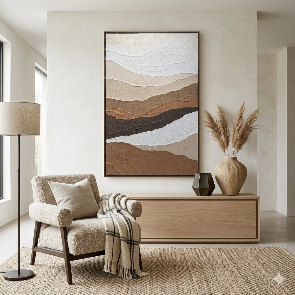 Modern Neutral Texture – Earth Tone Abstract Canvas Wall Art