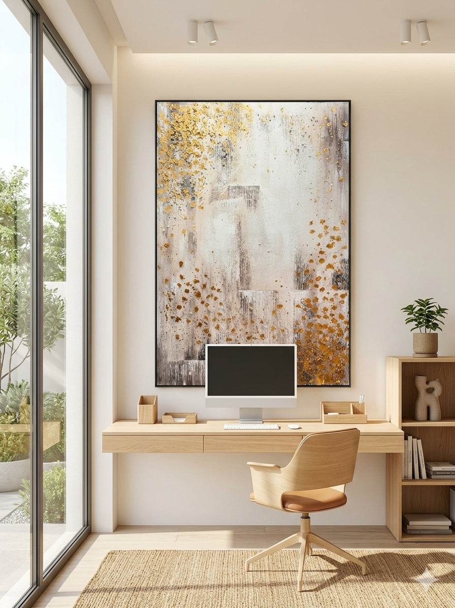 Golden Veil – Textured Acrylic Abstract Canvas Wall Art