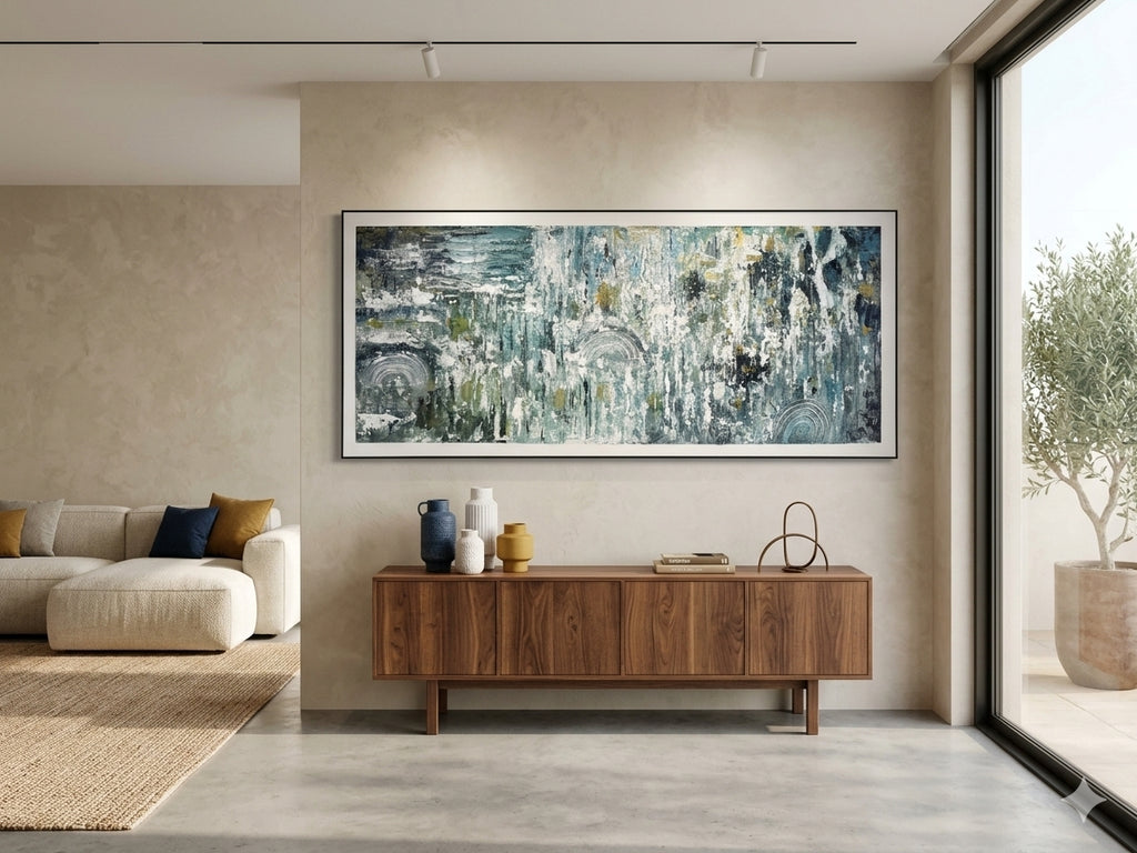 Urban Rain Symphony – Textured Abstract Acrylic Wall Art