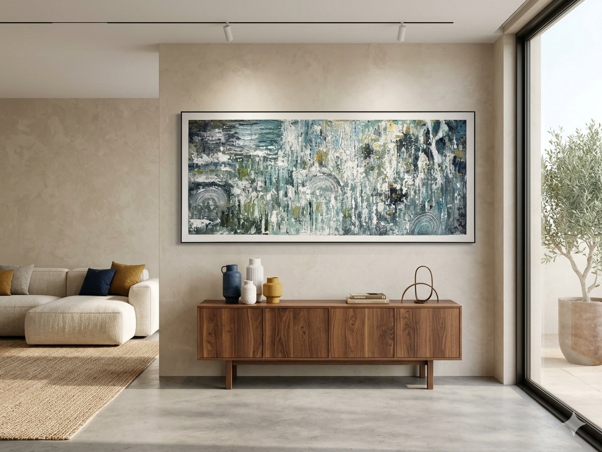 Urban Rain Symphony – Textured Abstract Acrylic Wall Art