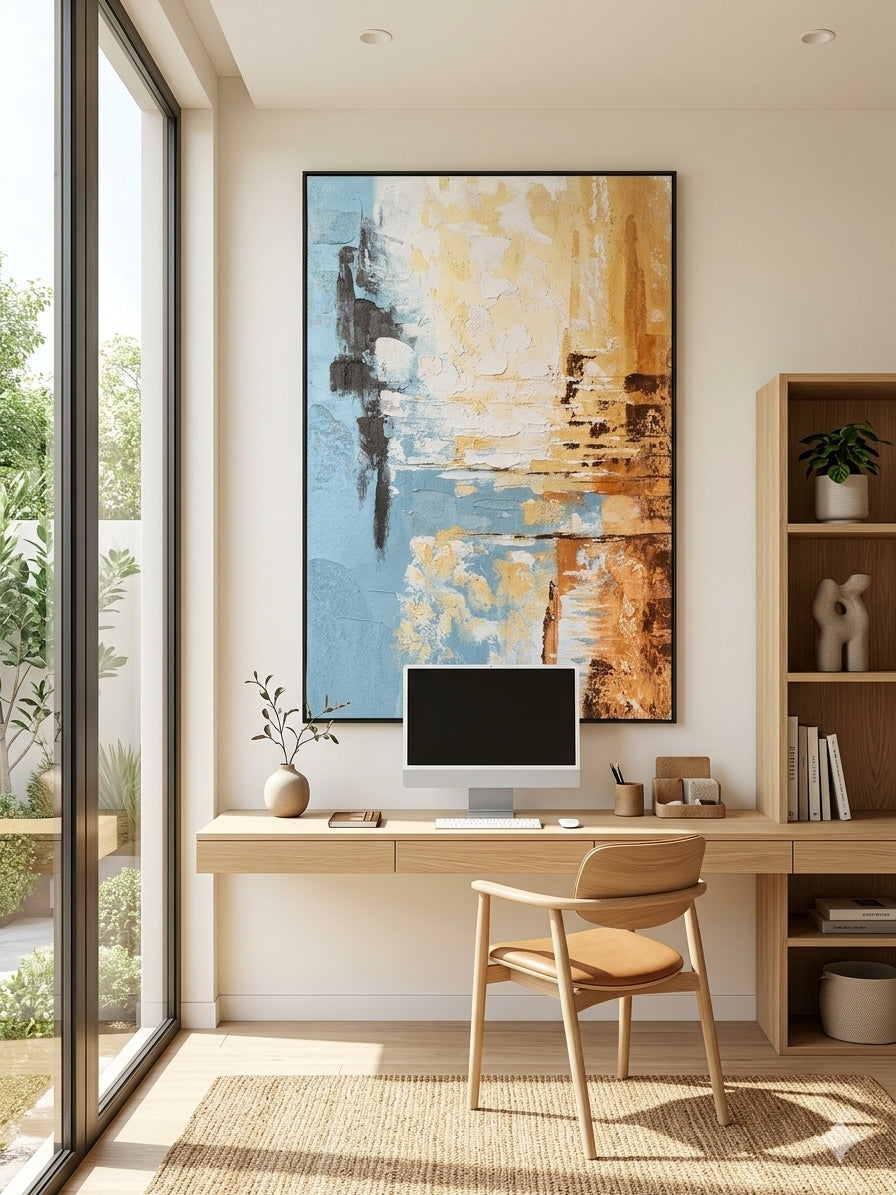Coastal Balance – Textured Acrylic Abstract Canvas Wall Art