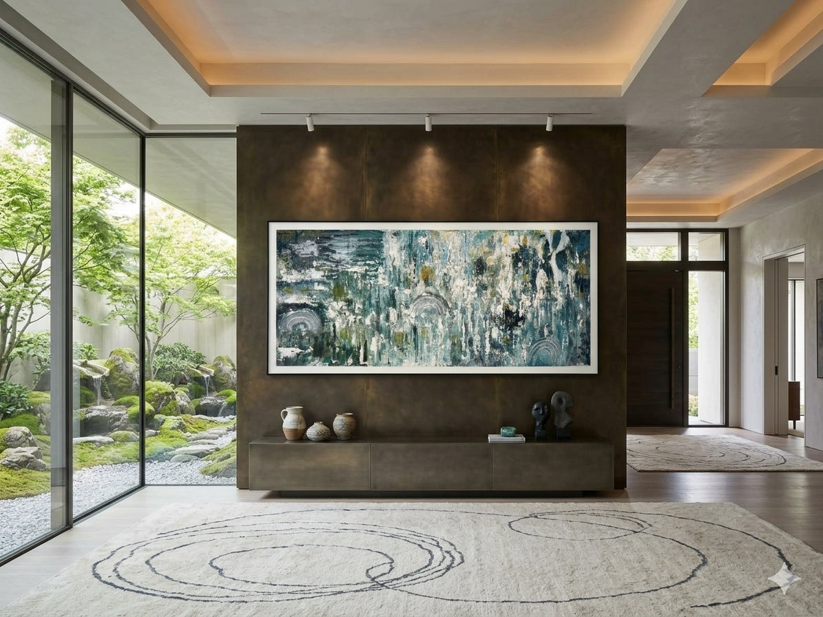 Urban Rain Symphony – Textured Abstract Acrylic Wall Art