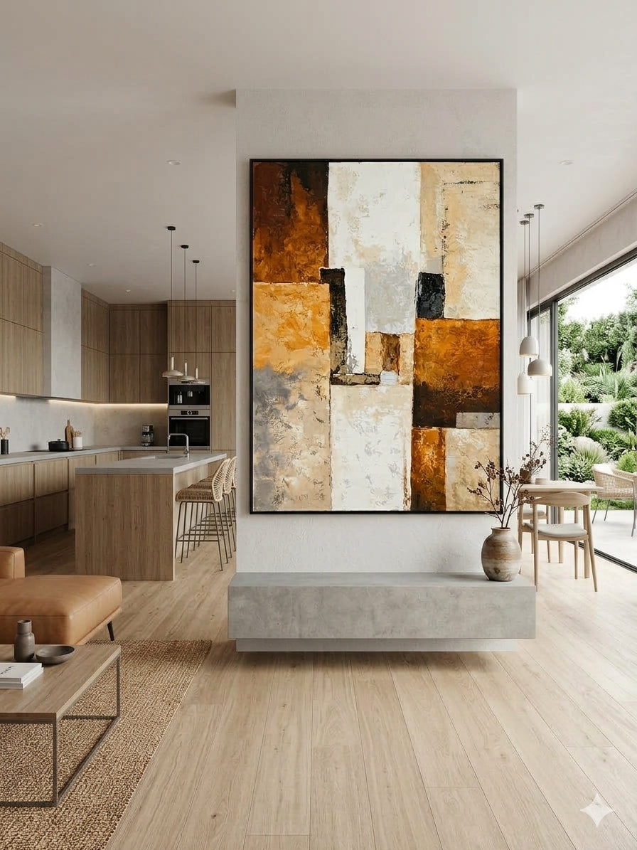 Earth & Light – 3D Textured Geometric Canvas Wall Art