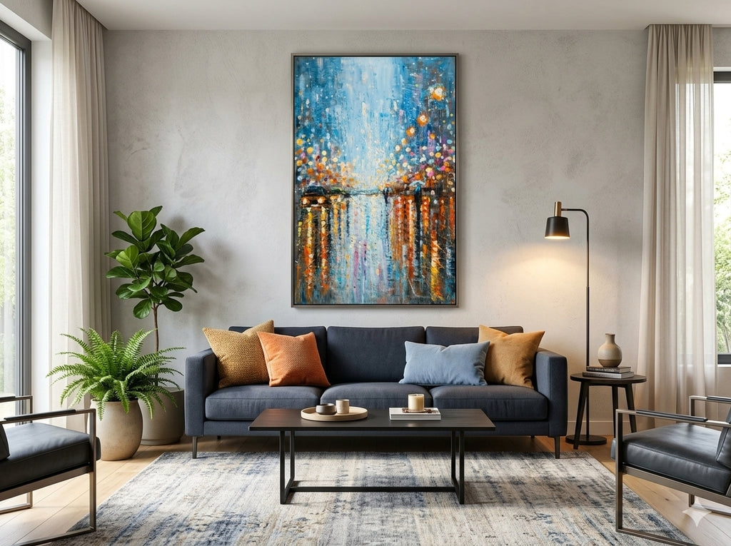 After the Rain – Textured Acrylic Cityscape Canvas Wall Art