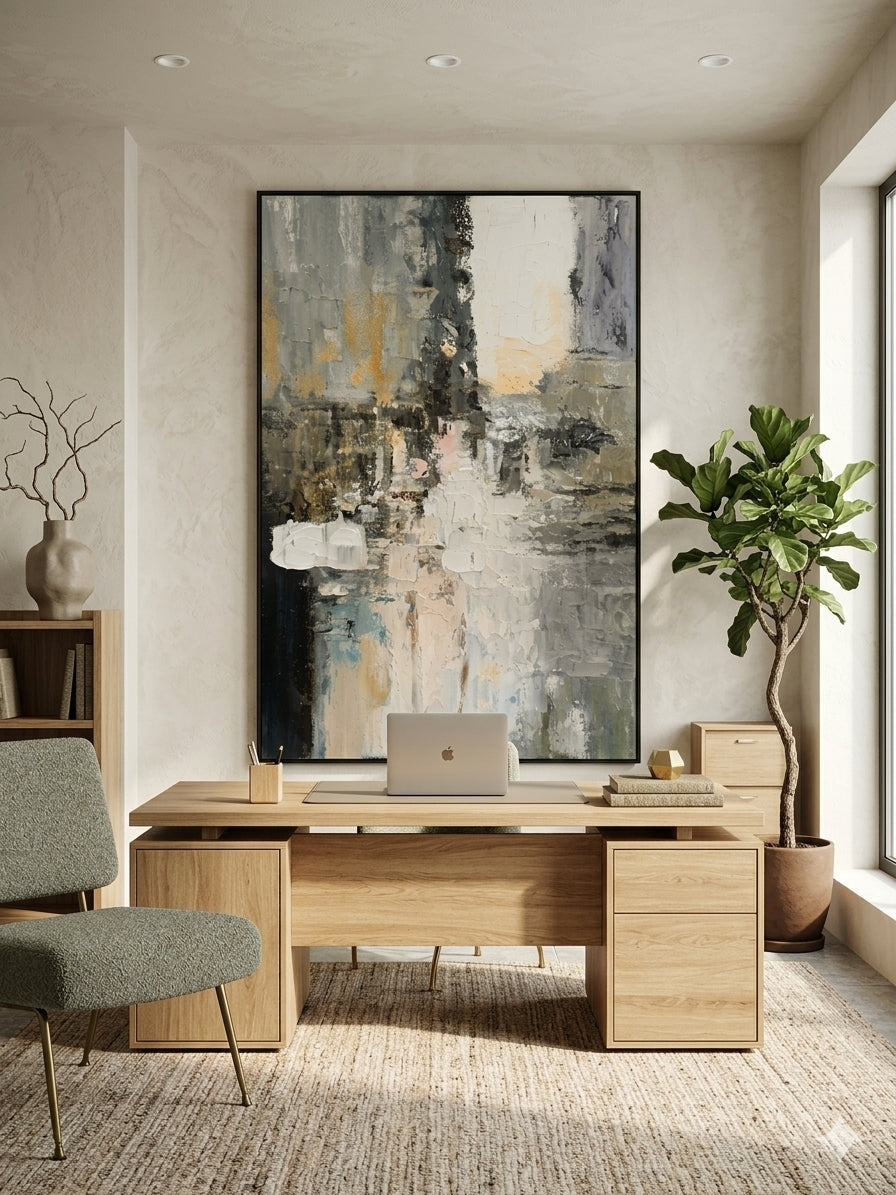 Serene Reflections – Neutral Abstract Canvas Wall Art